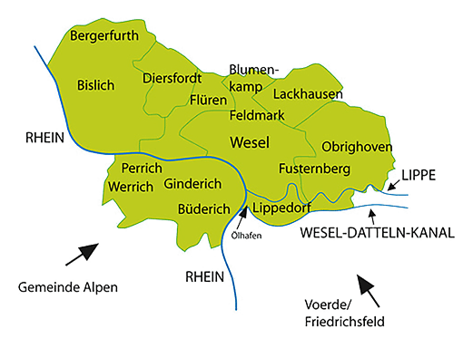 Entsorgungsgebiet der Stadtwerke Wesel